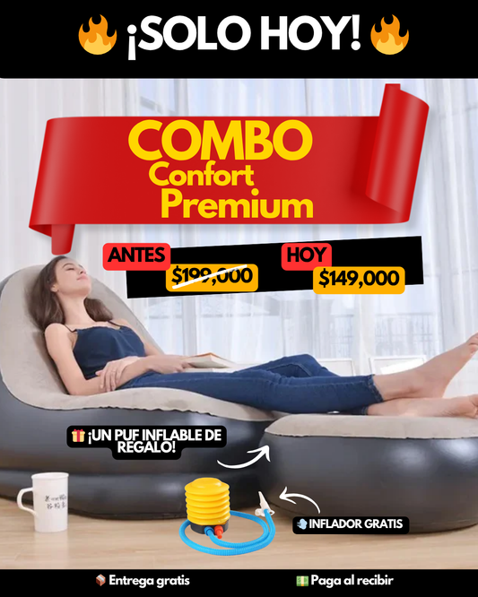 Combo Confort Premium: Sofá + Sillón + Inflador